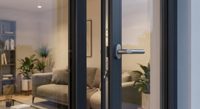 Modern RC2 security window with reinforced frame and high-quality locking system for home burglary protection.