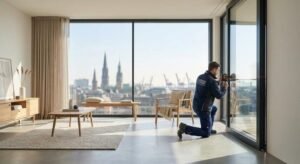 Professional window installation in Hamburg featuring a modern window frame and expert craftsmanship.