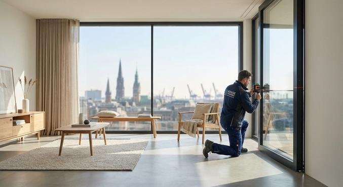 Professional window installation in Hamburg featuring a modern window frame and expert craftsmanship.